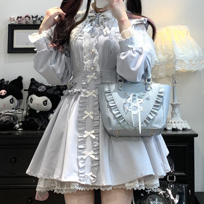 YUMEKAWA ♡ ( 4 colors ) Suspender skirt with petite ribbon #suka6