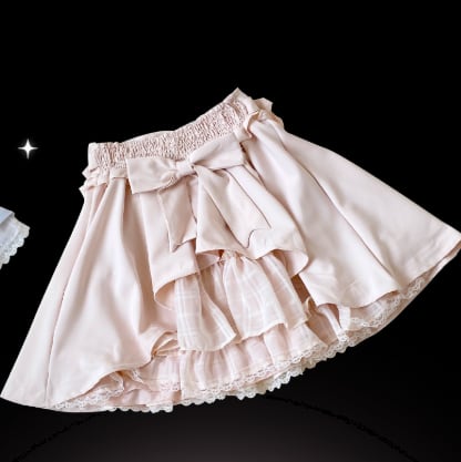 YUMEKAWA ♡ ( 4 colors ) Suspender skirt with petite ribbon #suka6