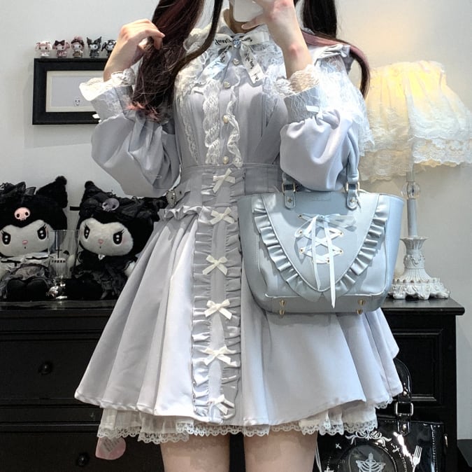 YUMEKAWA ♡ ( 4 colors ) Suspender skirt with petite ribbon #suka6