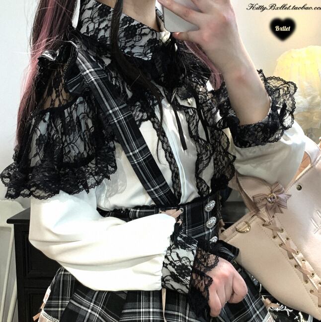 YUMEKAWA ♡ ( 3 colors ) Off-the-shoulder lace top #tops14