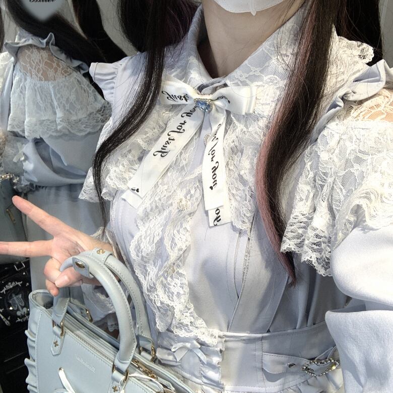 YUMEKAWA ♡ ( 3 colors ) Off-the-shoulder lace top #tops14