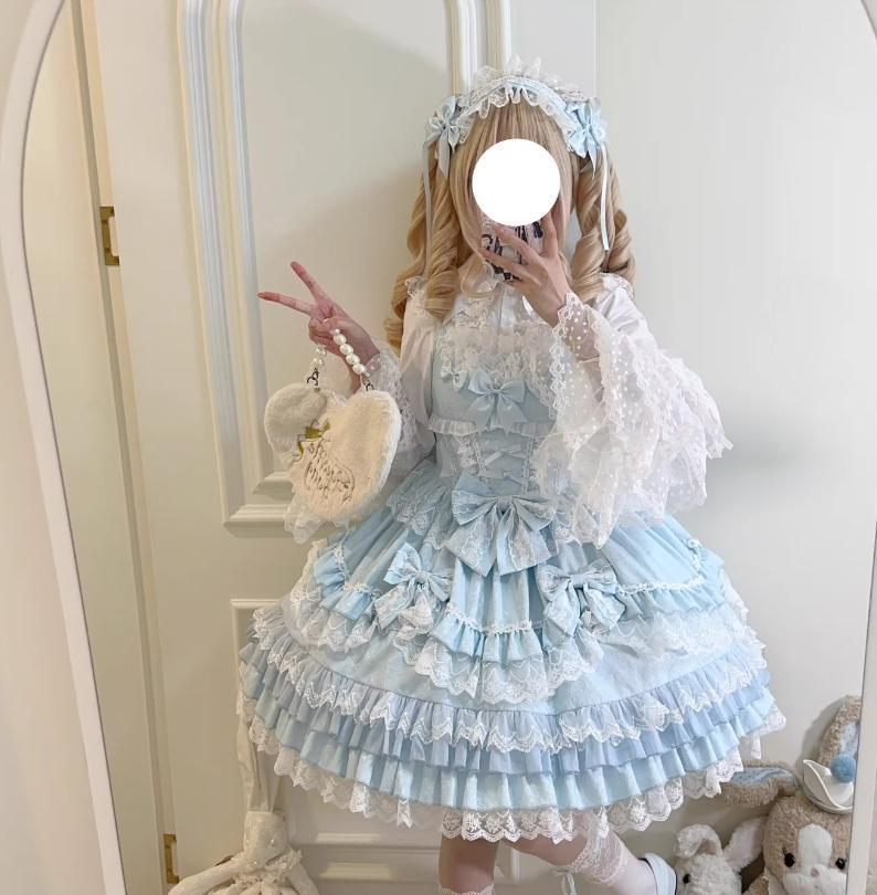 YUMEKAWA ♡ ( 3 colors ) Blouse with ruffle cuff ribbon #tops2