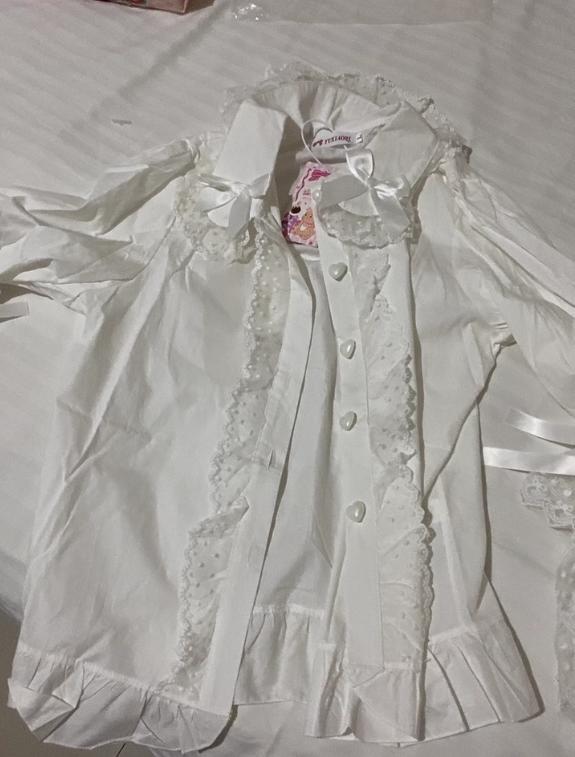 YUMEKAWA ♡ ( 3 colors ) Blouse with ruffle cuff ribbon #tops2