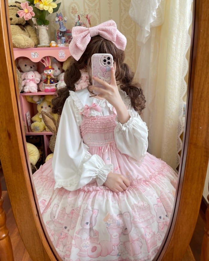 YUMEKAWA ♡ Ruffle blouse with pink ribbon #tops3