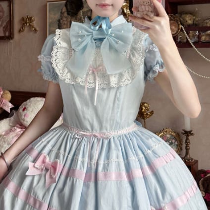 YUMEKAWA ♡ 3 colors Chiffon blouse with ribbon #tops5
