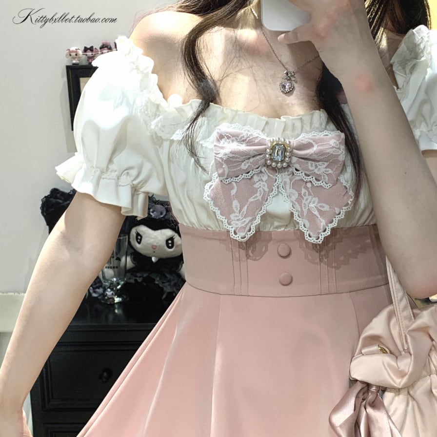 YUMEKAWA ♡ ( 3 colors ) off the shoulder puff sleeve top #tops7