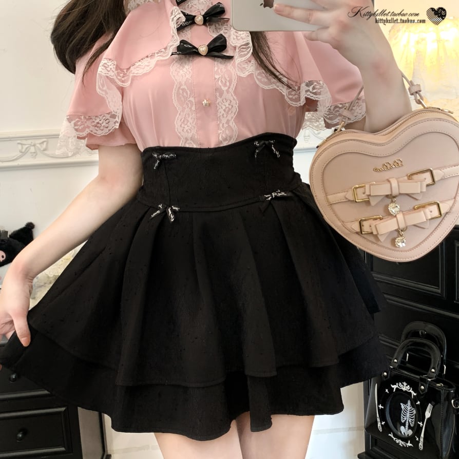 YUMEKAWA ♡ ( 3 colors ) Off-the-shoulder top with petite bows #tops8