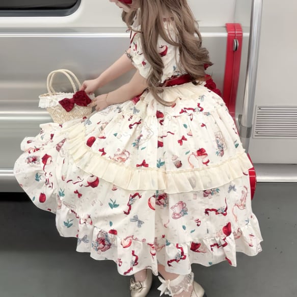 YUMEKAWA ♡ Apple motif mimolee length dress *without brooch #wanpi100