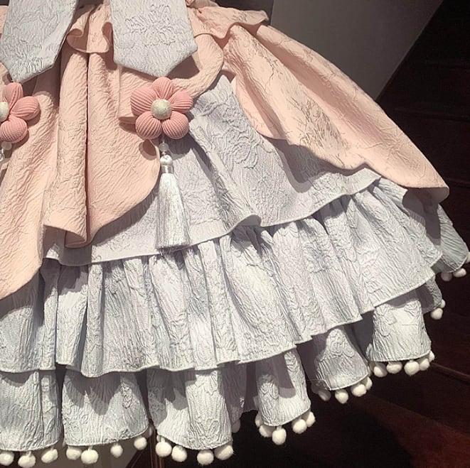 YUMEKAWA ♡ Pink blue Chinese dress #wanpi103