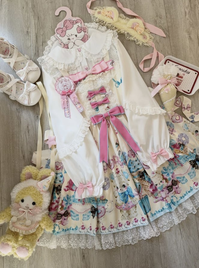 YUMEKAWA ♡ ( 3 colors ) bear sweets jumperskirt <!>no blouse #wanpi105
