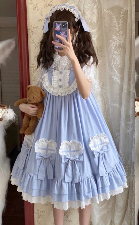 YUMEKAWA ♡ ( 2 colors ) cross ruffle jumperskirt <! >No blouse #wanpi109