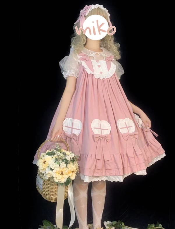 YUMEKAWA ♡ ( 2 colors ) cross ruffle jumperskirt <! >No blouse #wanpi109
