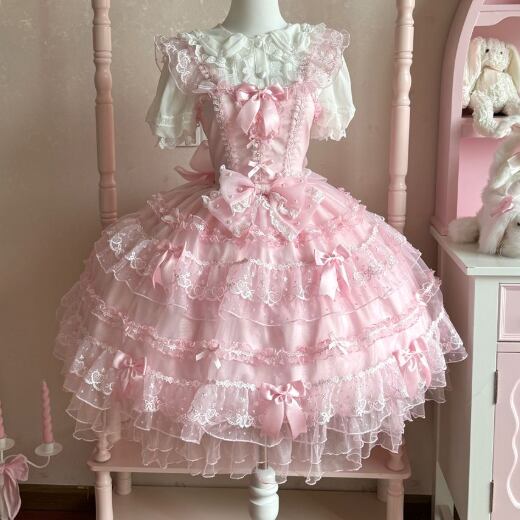 YUMEKAWA ♡ 2 colors Chiffon dress with back ribbon #wanpi112