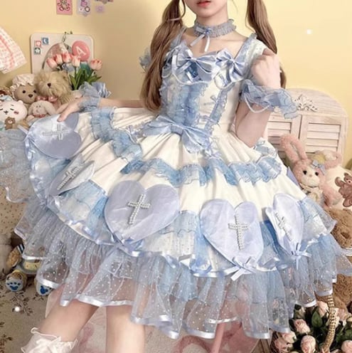 YUMEKAWA ♡ ( 3 colors ) Idol-like crossed tulle dress #wanpi118