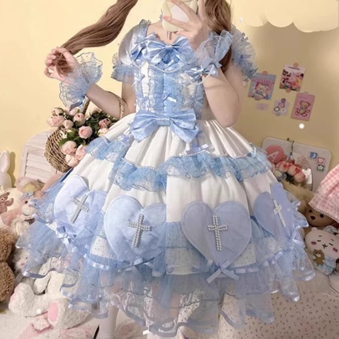 YUMEKAWA ♡ ( 3 colors ) Idol-like crossed tulle dress #wanpi118