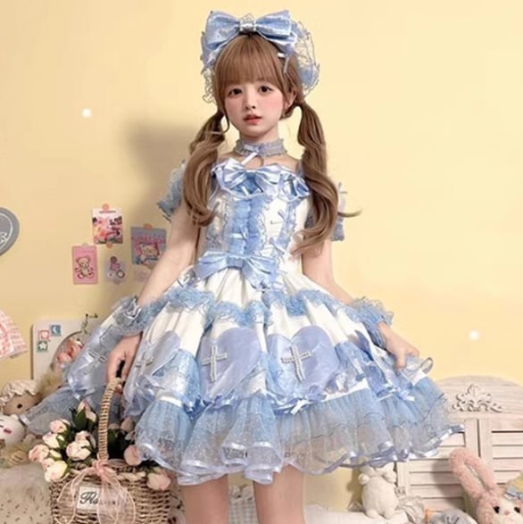 YUMEKAWA ♡ ( 3 colors ) Idol-like crossed tulle dress #wanpi118