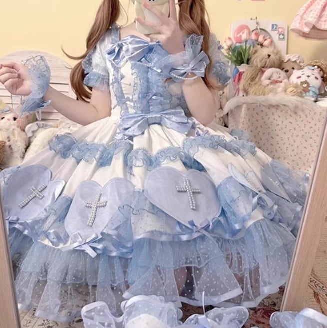 YUMEKAWA ♡ ( 3 colors ) Idol-like crossed tulle dress #wanpi118