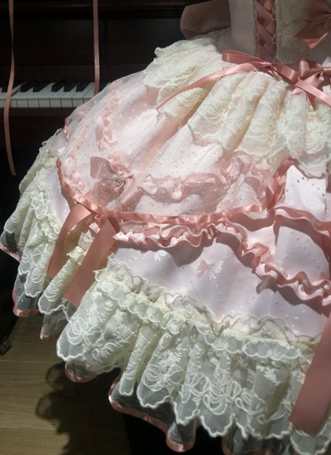 YUMEKAWA ♡ 2 colors Lolita jumperskirt with back ribbon #wanpi119