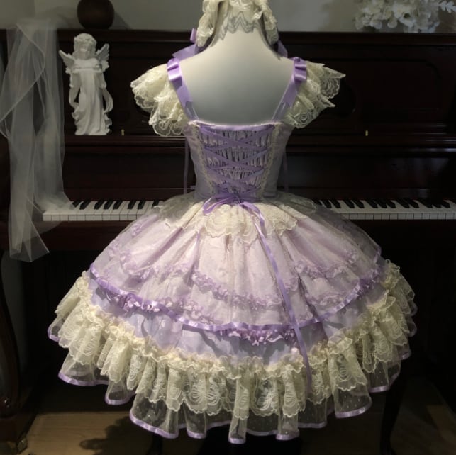 YUMEKAWA ♡ ( 2 colors ) Lolita jumperskirt with back ribbon #wanpi119