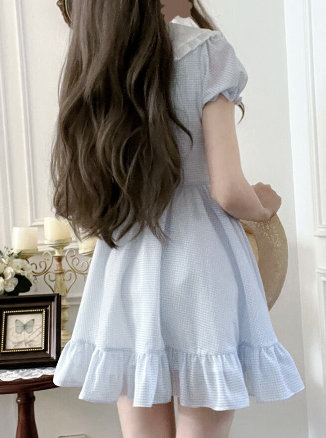 YUMEKAWA ♡ gingham check ruffle dress #wanpi122
