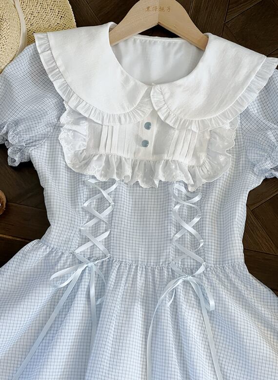 YUMEKAWA ♡ gingham check ruffle dress #wanpi122
