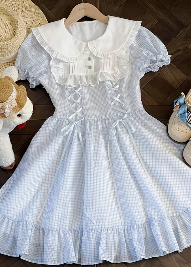 YUMEKAWA ♡ gingham check ruffle dress #wanpi122