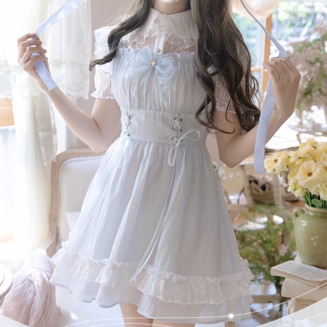 YUMEKAWA ♡ fake two-piece mini dress #wanpi128