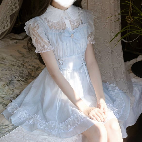 YUMEKAWA ♡ fake two-piece mini dress #wanpi128