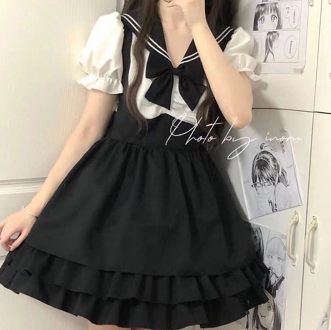 YUMEKAWA ♡ Sailor dress with ribbon #wanpi133