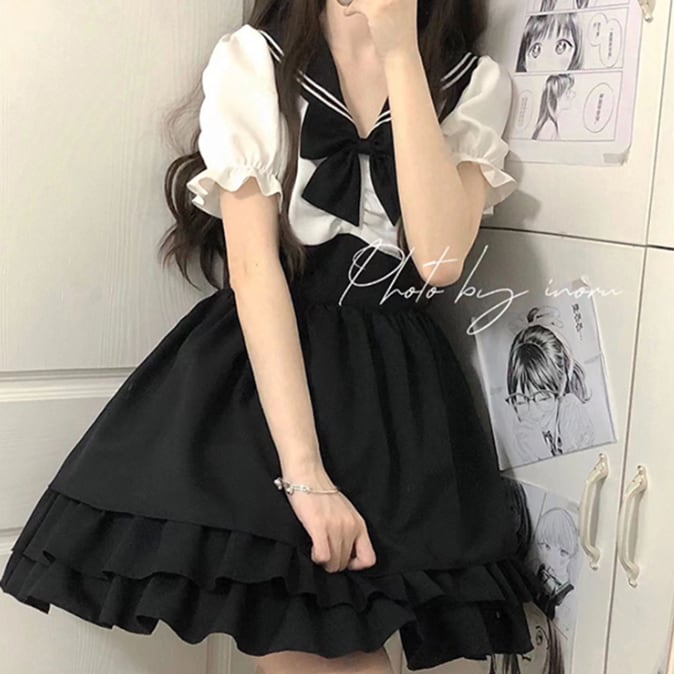 YUMEKAWA ♡ Sailor dress with ribbon #wanpi133