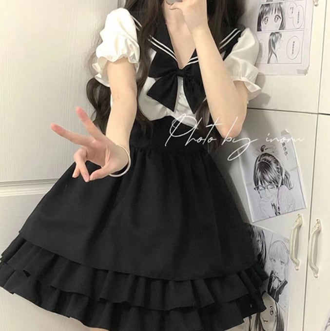 YUMEKAWA ♡ Sailor dress with ribbon #wanpi133