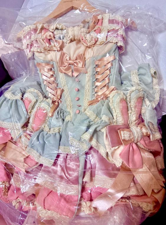 YUMEKAWA ♡ ( 2 colors ) Frilled dress with bunny ears catsuit #wanpi141