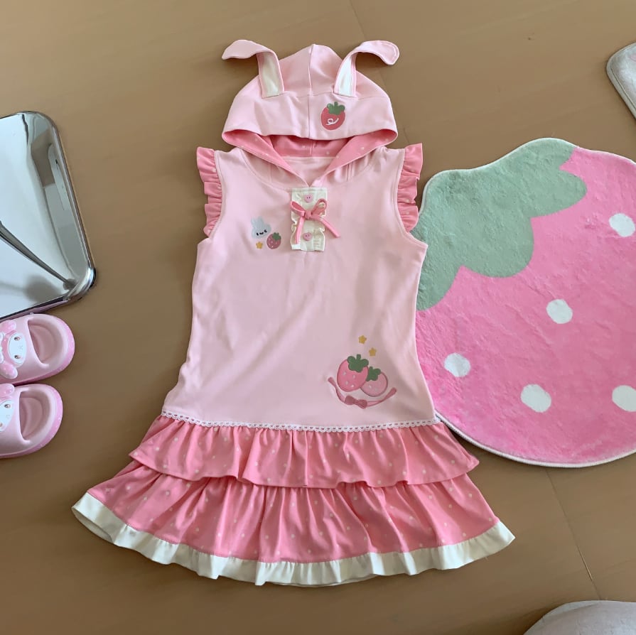 YUMEKAWA ♡ rabbit ears hooded dress #wanpi144