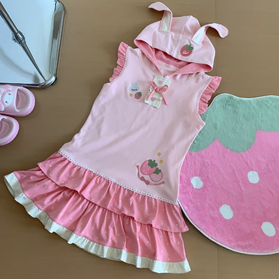 YUMEKAWA ♡ rabbit ears hooded dress #wanpi144