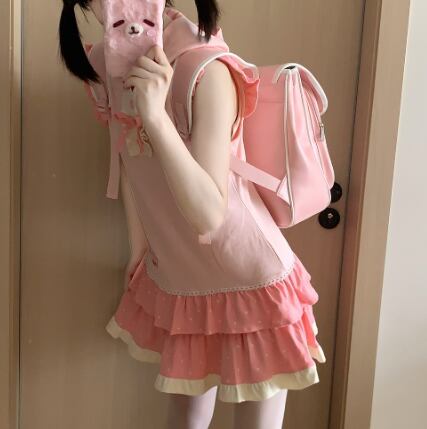 YUMEKAWA ♡ rabbit ears hooded dress #wanpi144