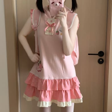 YUMEKAWA ♡ rabbit ears hooded dress #wanpi144