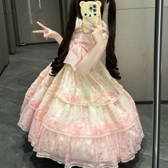 YUMEKAWA ♡ Cross neck gradient dress #wanpi146