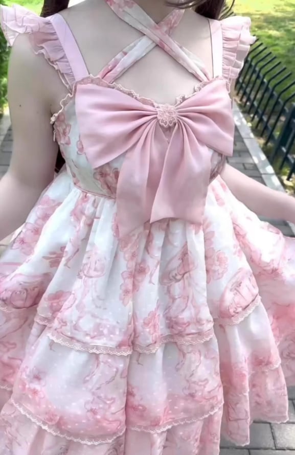 YUMEKAWA ♡ Cross neck gradient dress #wanpi146