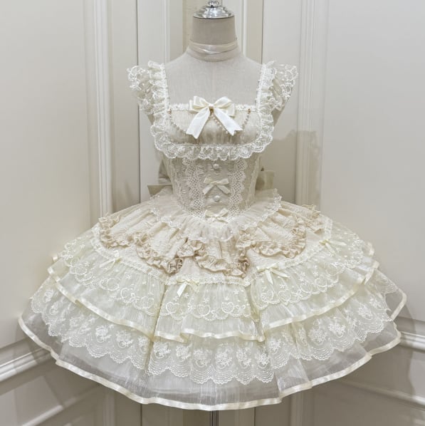 YUMEKAWA ♡ ( 3 colors ) adjustable waist ♪ dress with back ribbon #wanpi148