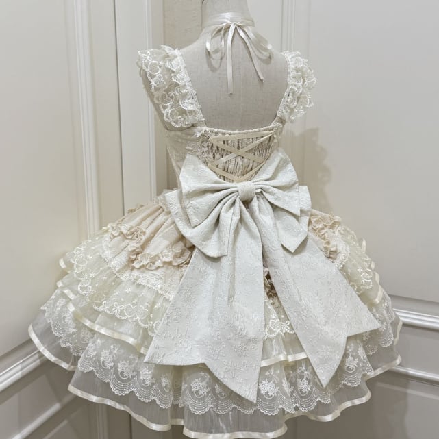 YUMEKAWA ♡ ( 3 colors ) adjustable waist ♪ dress with back ribbon #wanpi148