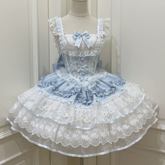 YUMEKAWA ♡ ( 3 colors ) adjustable waist ♪ dress with back ribbon #wanpi148