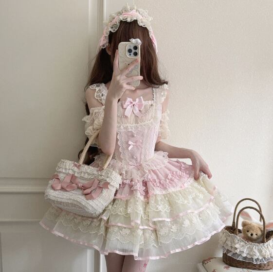YUMEKAWA ♡ ( 3 colors ) adjustable waist ♪ dress with back ribbon #wanpi148
