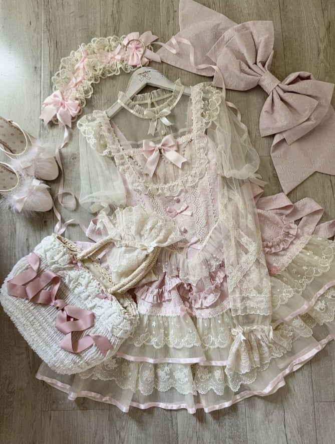 YUMEKAWA ♡ ( 3 colors ) adjustable waist ♪ dress with back ribbon #wanpi148