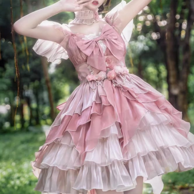 YUMEKAWA ♡ One-piece full matching cloth with front ribbon #wanpi16