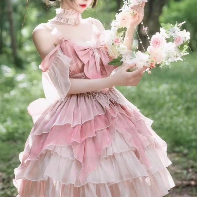 YUMEKAWA ♡ One-piece full matching cloth with front ribbon #wanpi16
