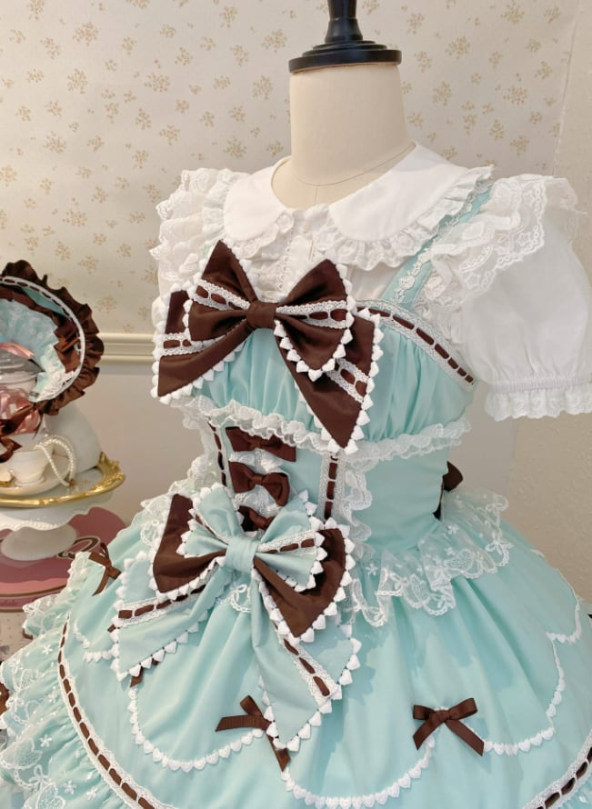YUMEKAWA ♡ ( 4 colors ) Lolita jumperskirt with ribbon <!>without blouse #wanpi30