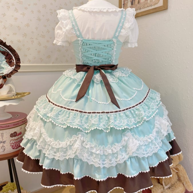 YUMEKAWA ♡ ( 4 colors ) Lolita jumperskirt with ribbon <!>without blouse #wanpi30