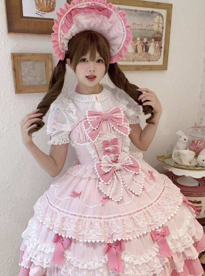 YUMEKAWA ♡ ( 4 colors ) Lolita jumperskirt with ribbon <!>without blouse #wanpi30