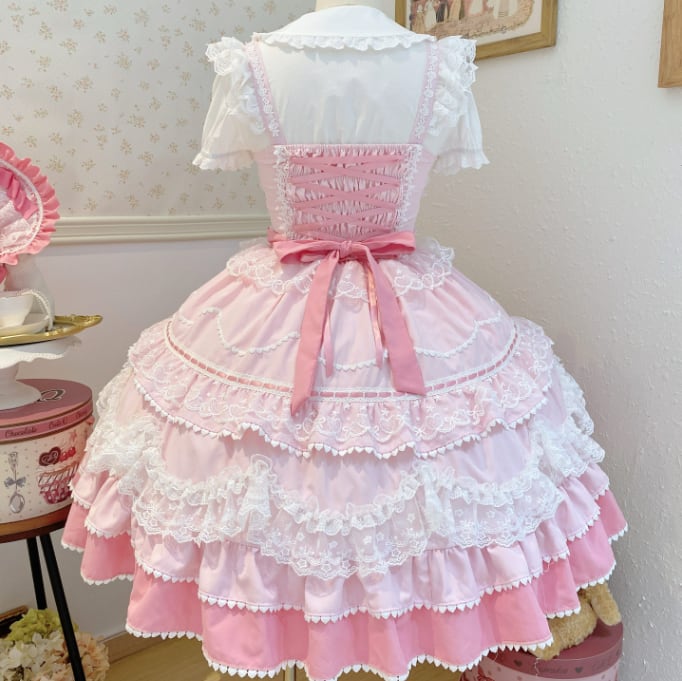 YUMEKAWA ♡ ( 4 colors ) Lolita jumperskirt with ribbon <!>without blouse #wanpi30