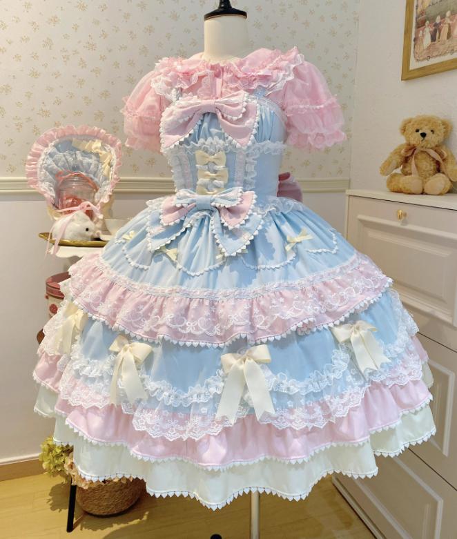 YUMEKAWA ♡ ( 4 colors ) Lolita jumperskirt with ribbon <!>without blouse #wanpi30